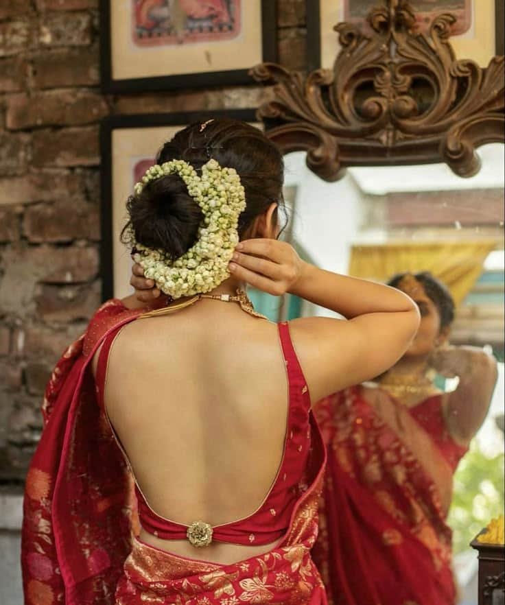 Backless Maroon Blouse Design