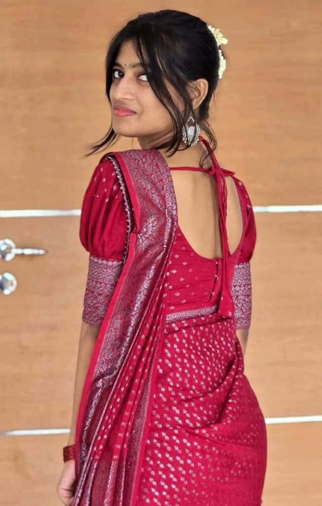 Silk Sarees Puff Blouse Back Design