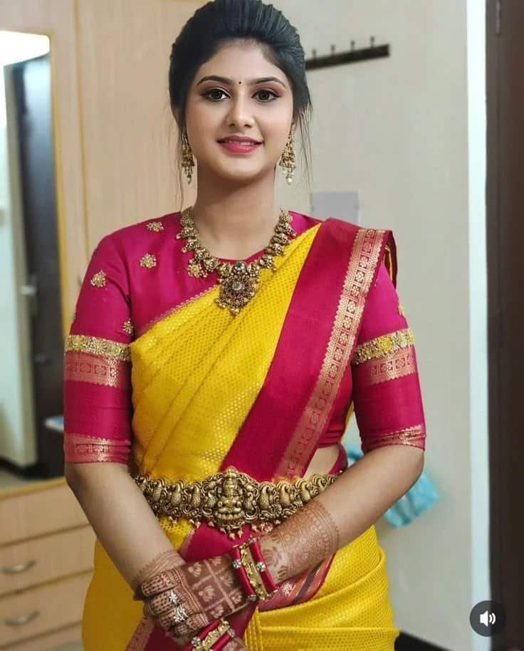 Boat Neck Blouse for Kanjivaram Saree