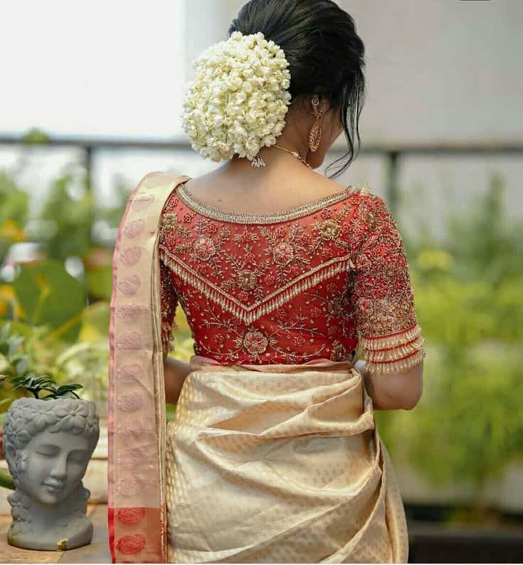 Boat Neck Wedding Blouse Back Design