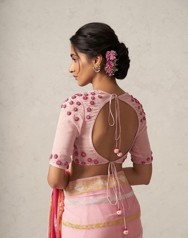 Princess Cut Back Open Blouse Designs