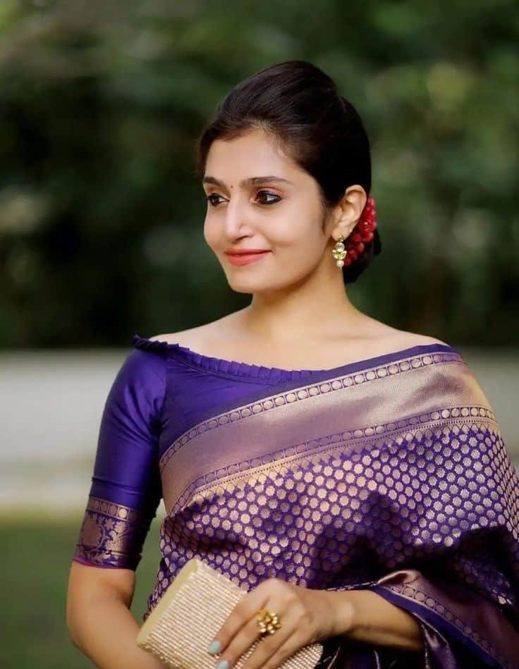 Boat Neck in Silk Blouse Design