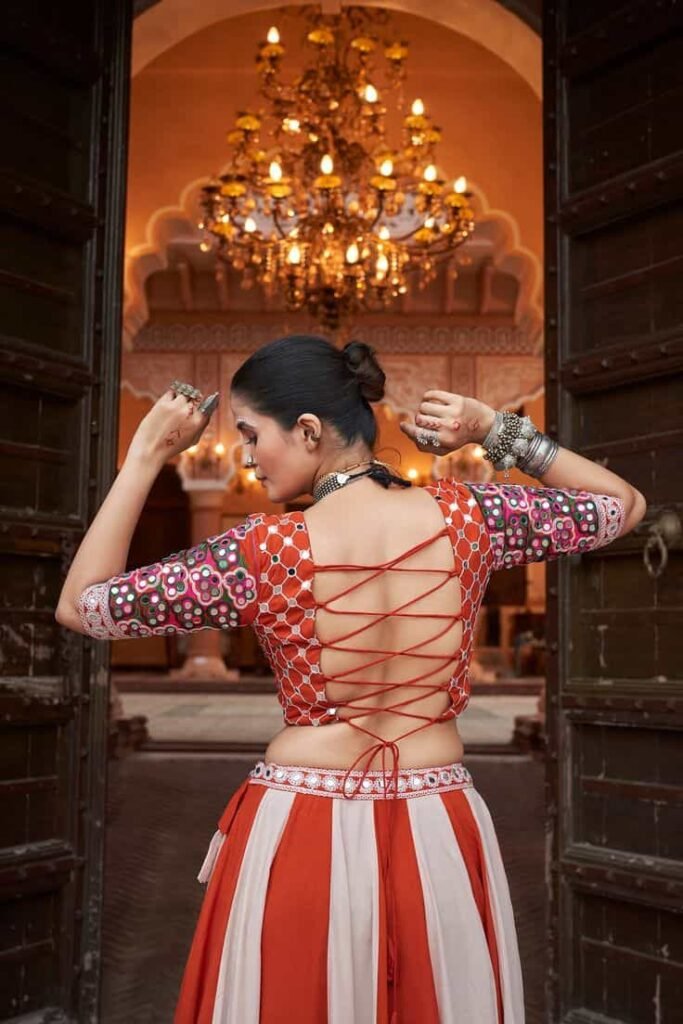 Backless Embroidered Blouse for Navratri Outfits