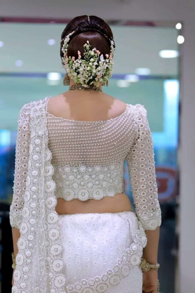 Full Net Back Blouse with Embroidery