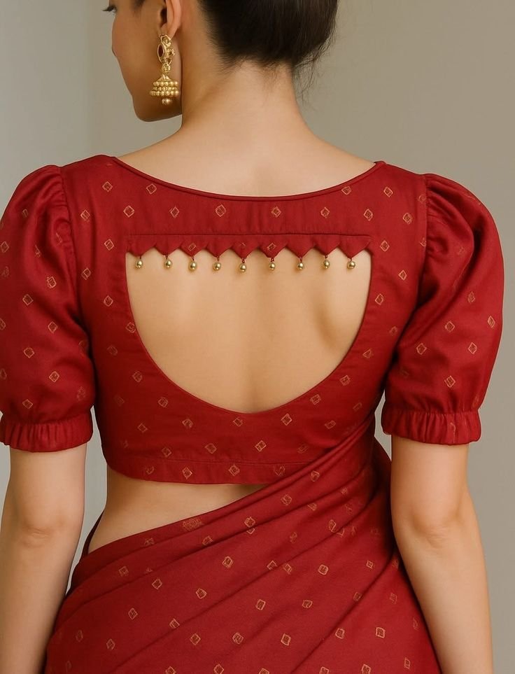 Back Boat Neck Blouse Designs