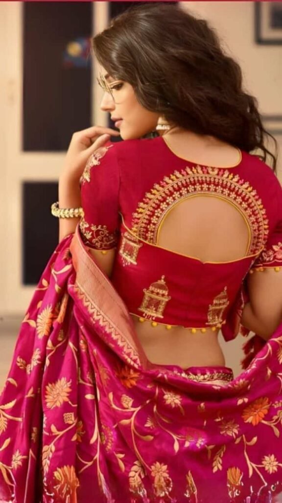 Back Neck Paithani Blouse Designs