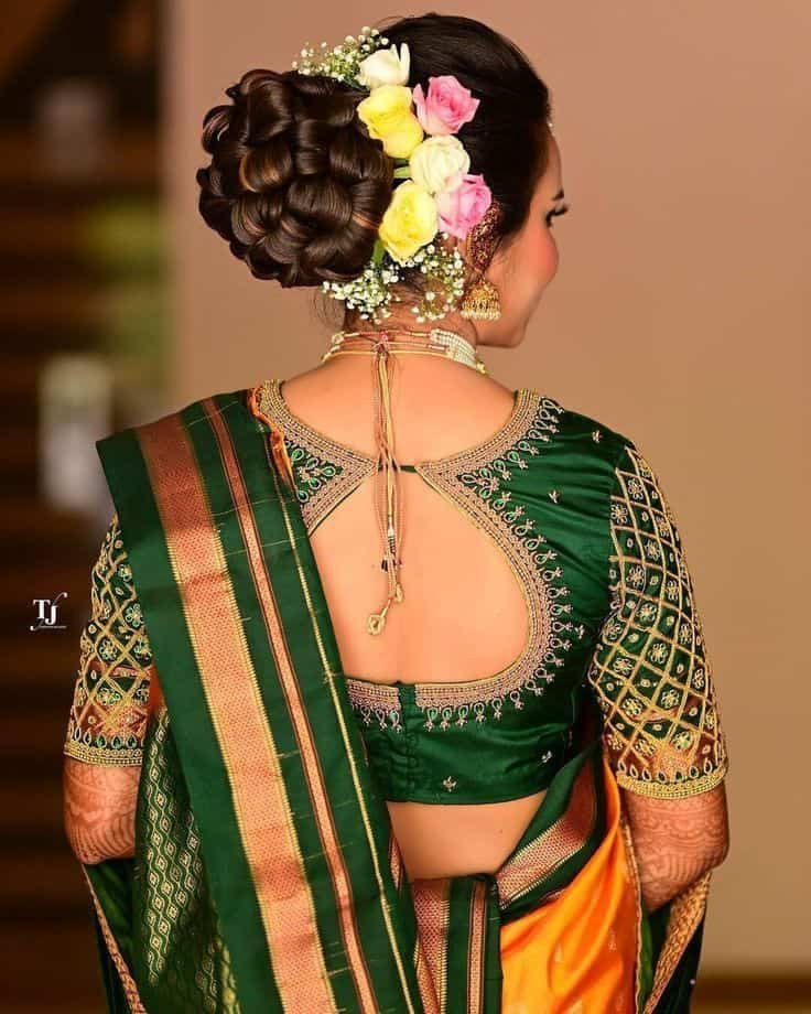 Paithani Saree Blouse Back Neck Designs