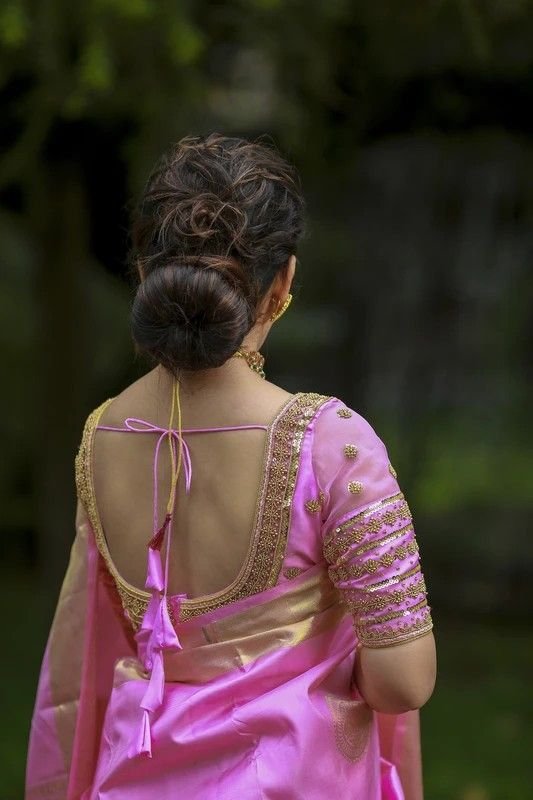 Pink Blouse Back Neck Designs