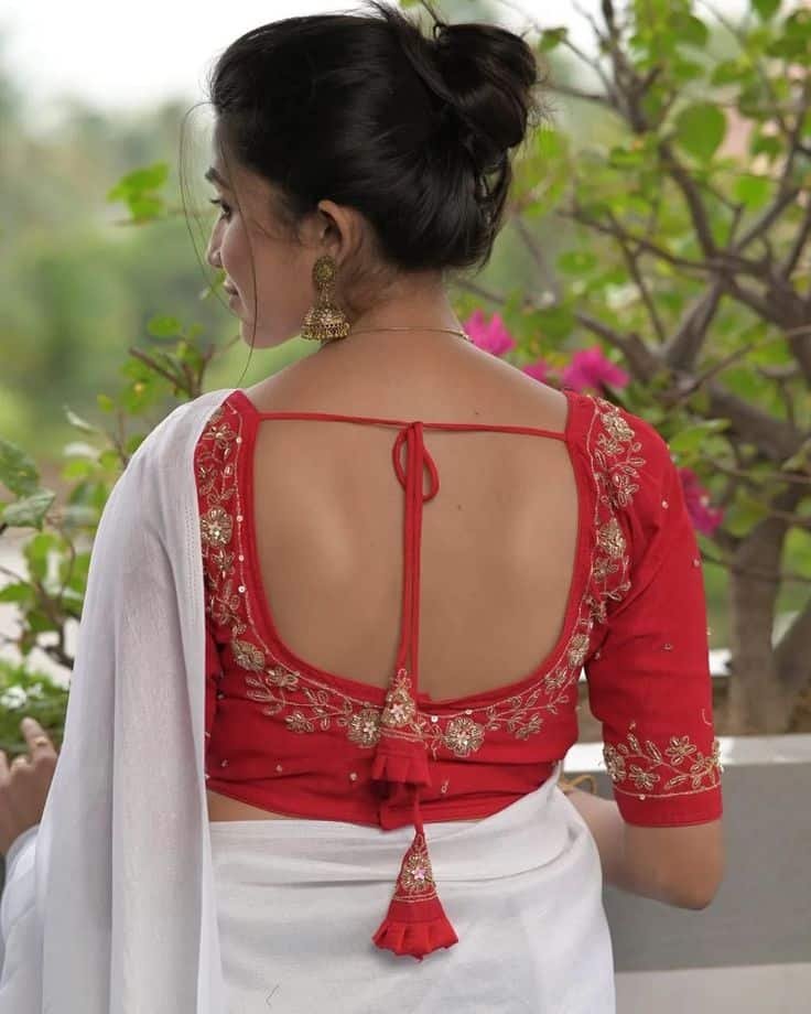 Red Blouse Back Neck Designs