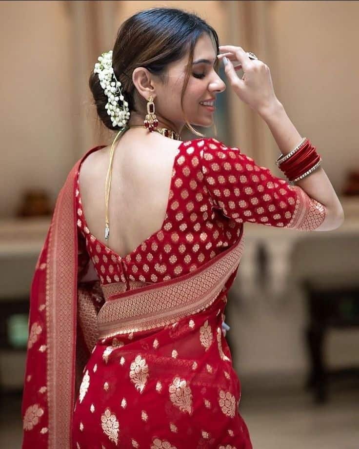 saree blouse designs front and back wedding1