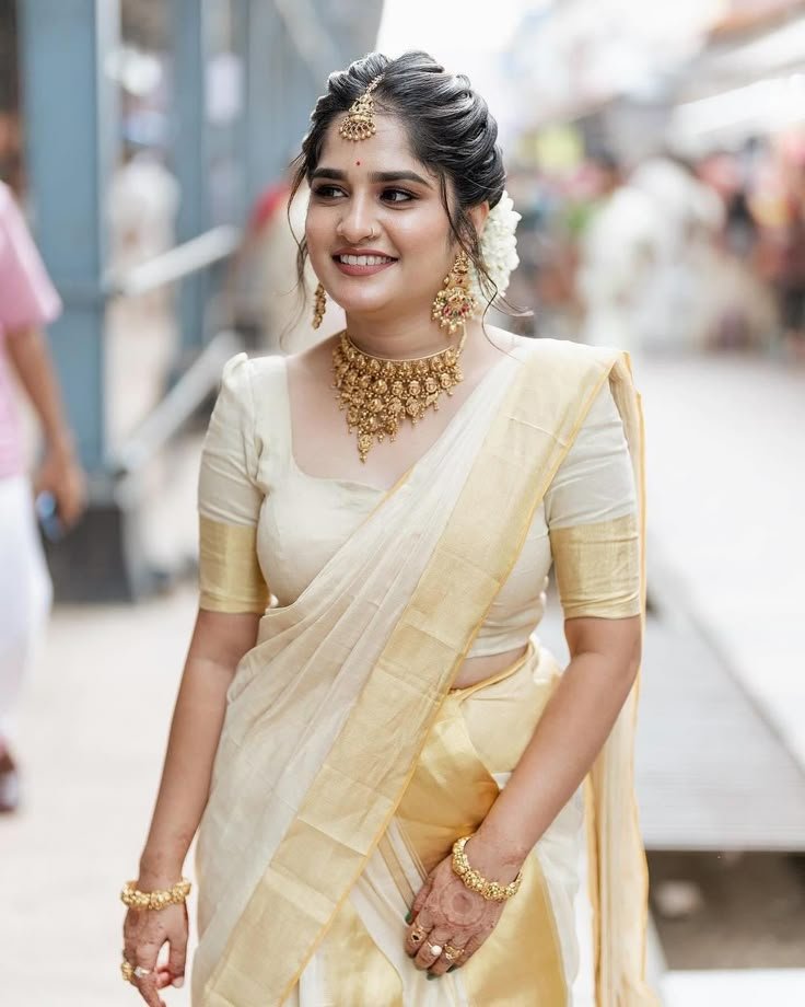 South Indian White Saree Blouse Design