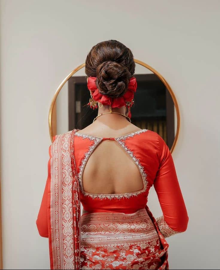 Trendy Back Boat Neck Blouse Designs