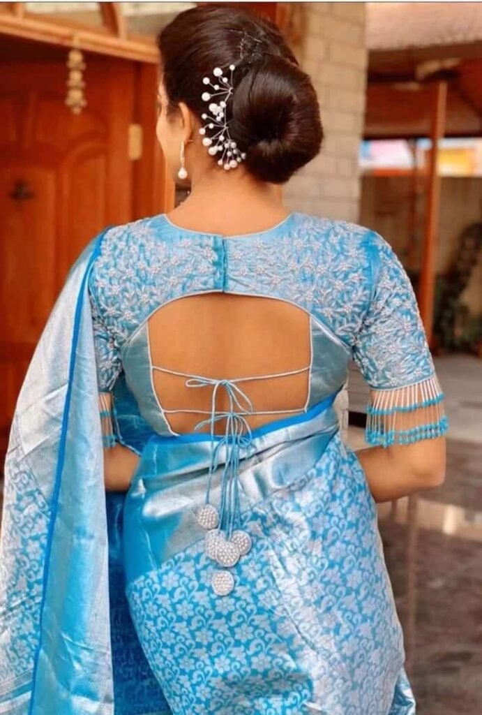 Trendy High Neck Blouse Back Designs