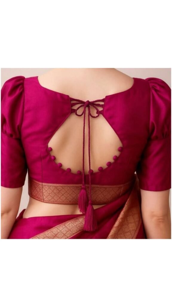 Pot Neck Blouse with Dori Tie-Up