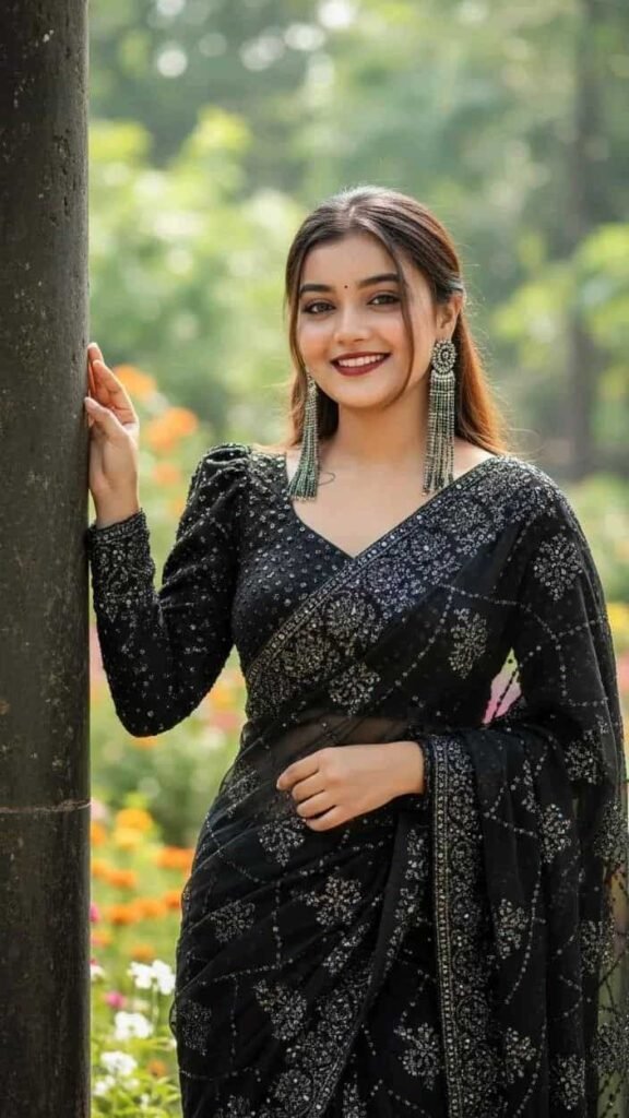 Black Full Hand Blouse Design