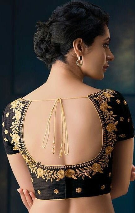 Deep Pot Neck Blouse Designs