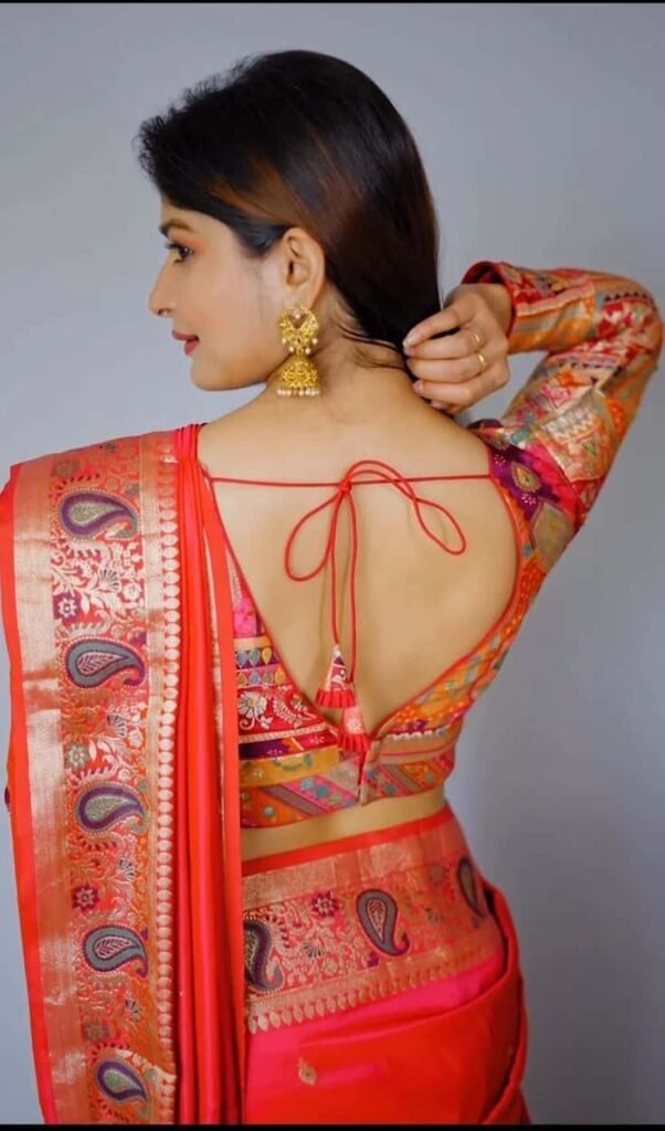 Full Hand Blouse Design Back Side