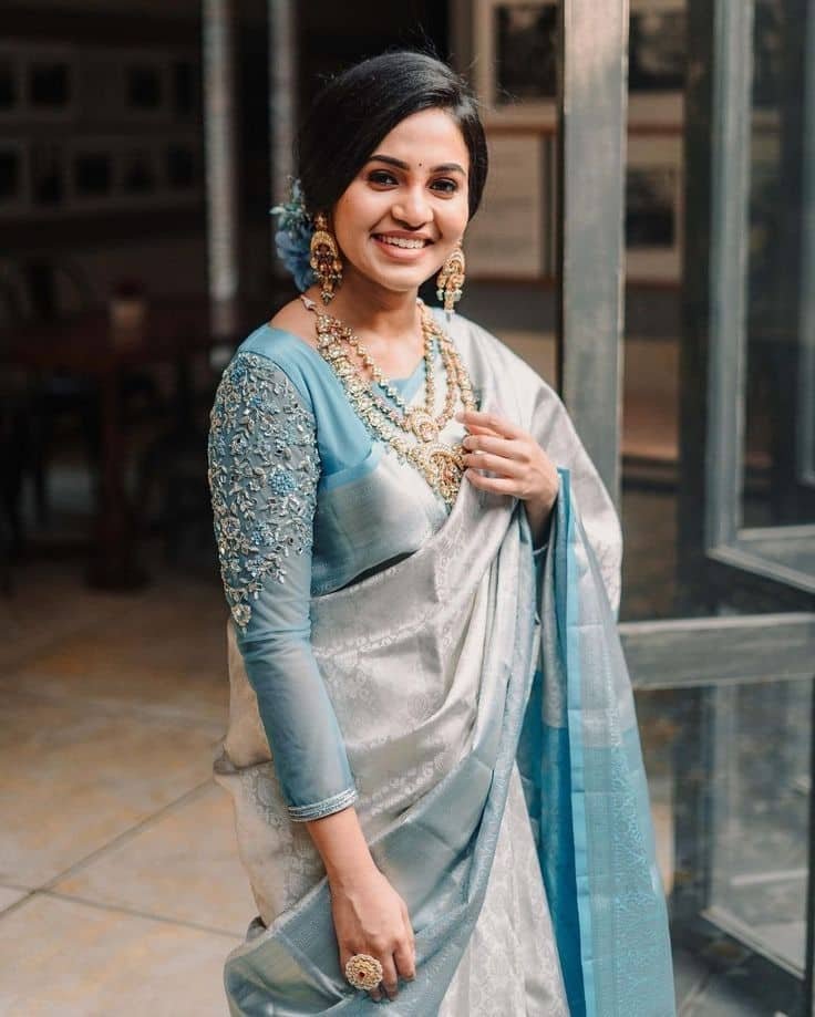 Full Hand Blouse Designs for Silk Sarees