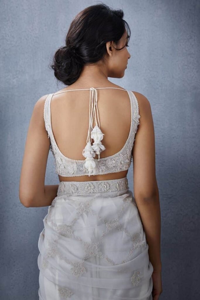 U Neck Net Blouse Design