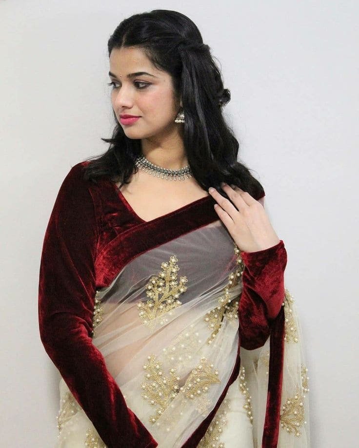 Velvet Full Hand Blouse Design