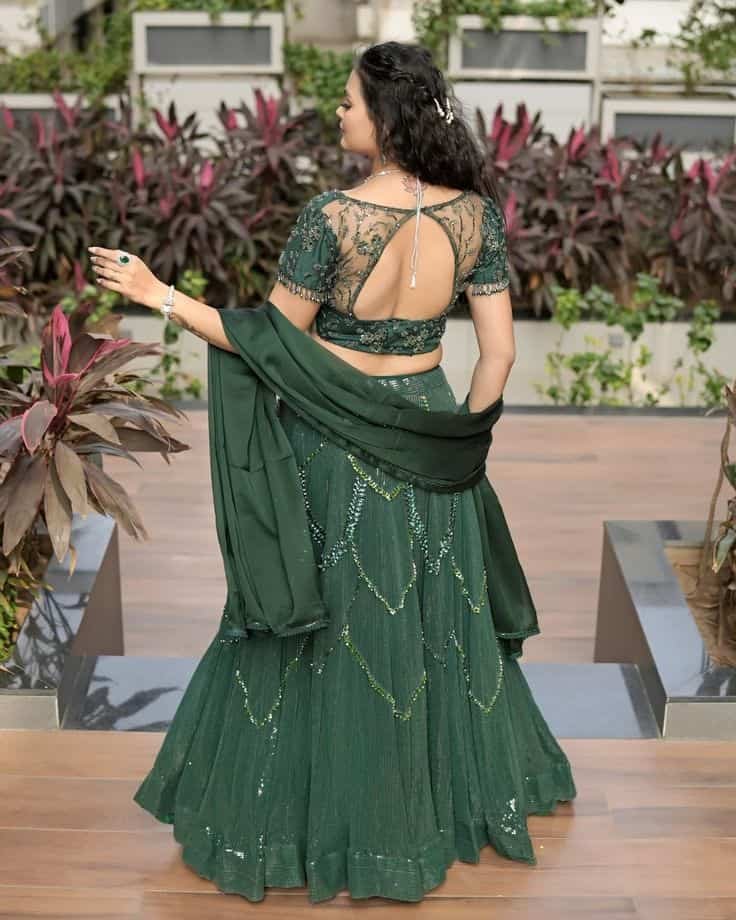 Back Side Stylish Lehenga Blouse Design