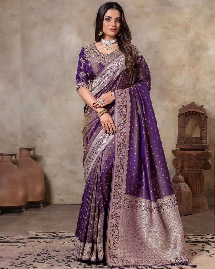Silk Modern Banarasi Saree Blouse Design