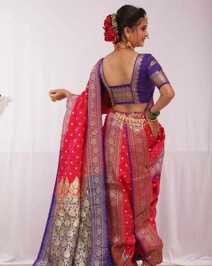 Marathi Paithani Saree Blouse Designs Back Side