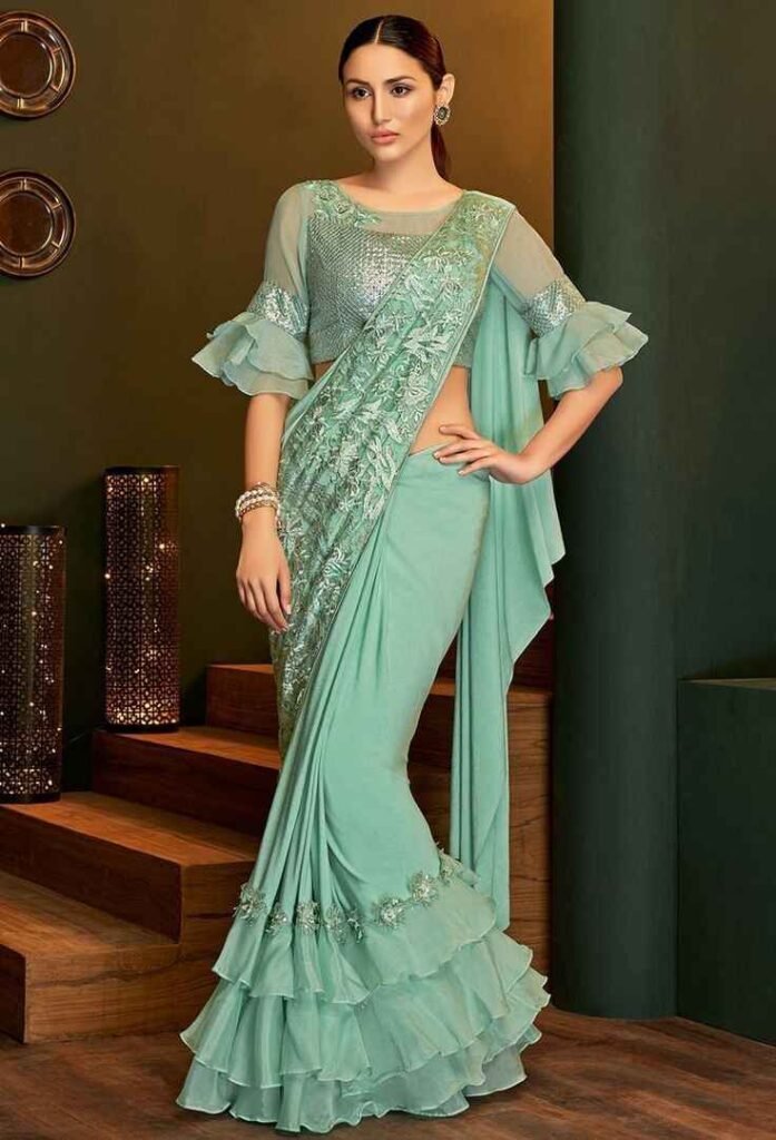 Designer Bell Sleeve Blouse Design for Silk Saree