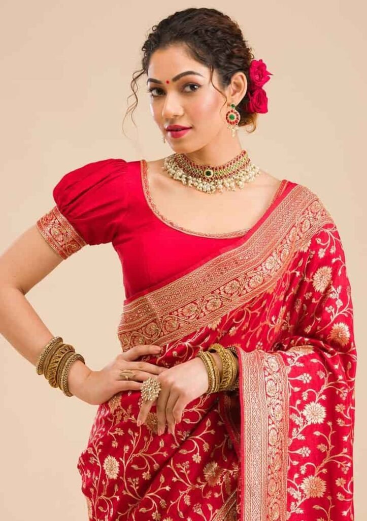 Front Blouse Designs with Puff Sleeves