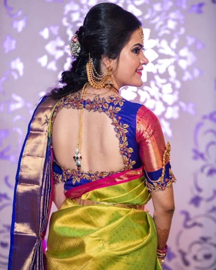 Back Neck Blouse Designs with Maggam Work
