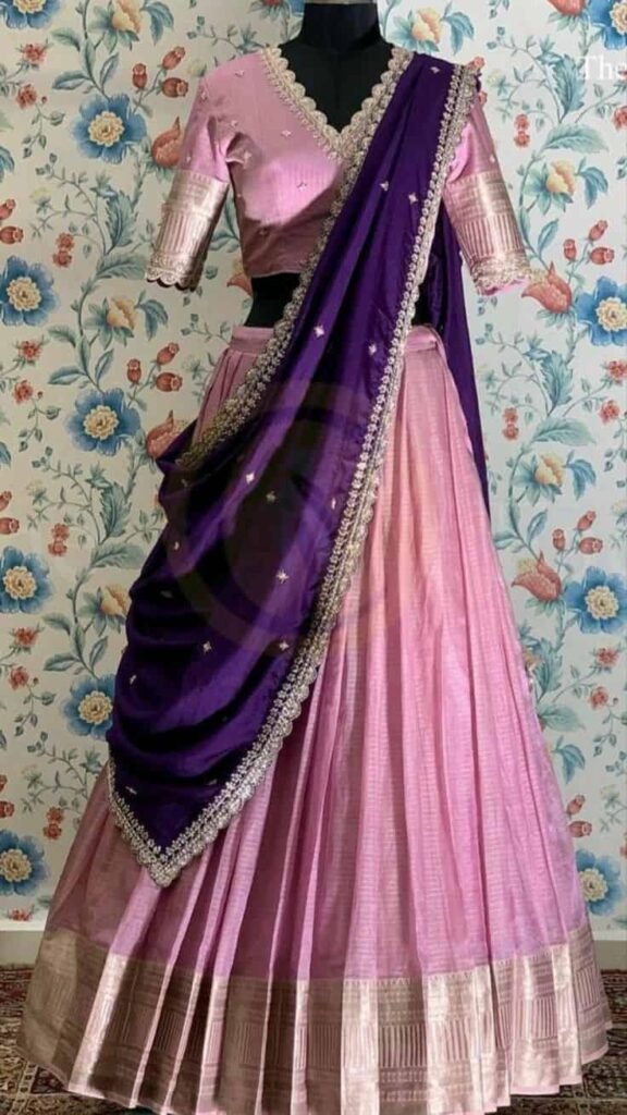 Half Saree Blouse Designs Pink Colour