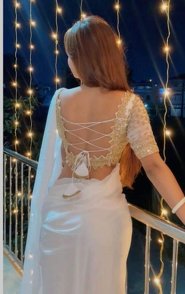 Net Blouse Back Design with Dori