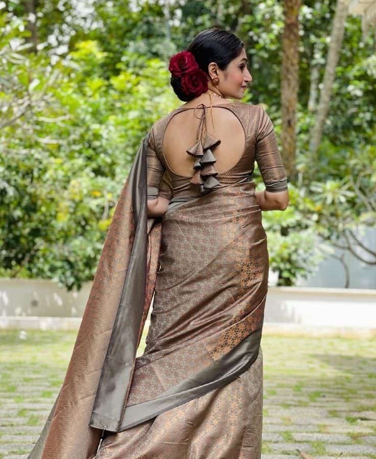 Round Back Neck Blouse Designs