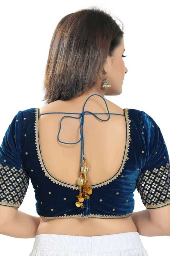 Velvet Blouse Back Design with Dori